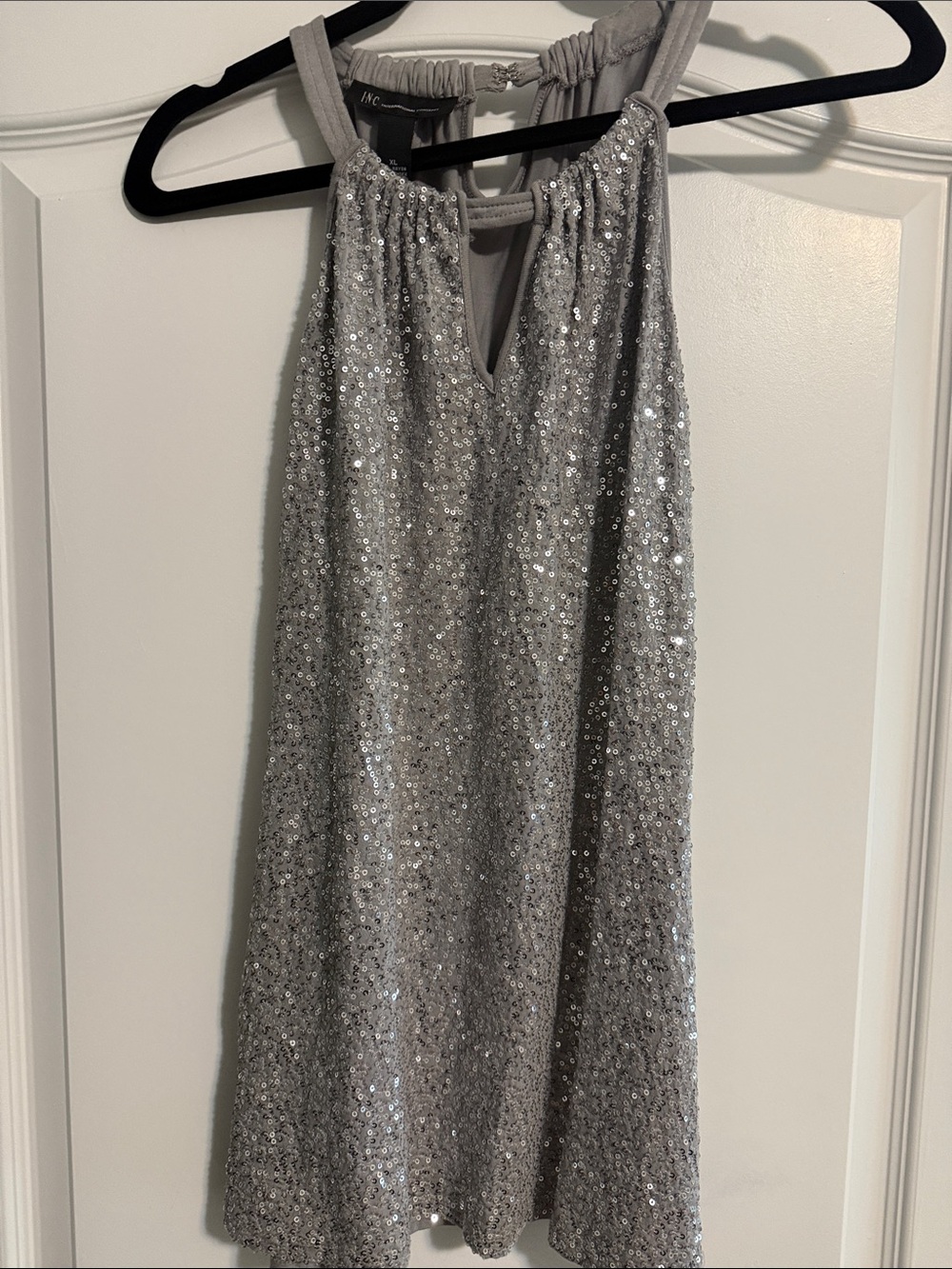 INC International Concepts Silver Sequin Halter Camisole